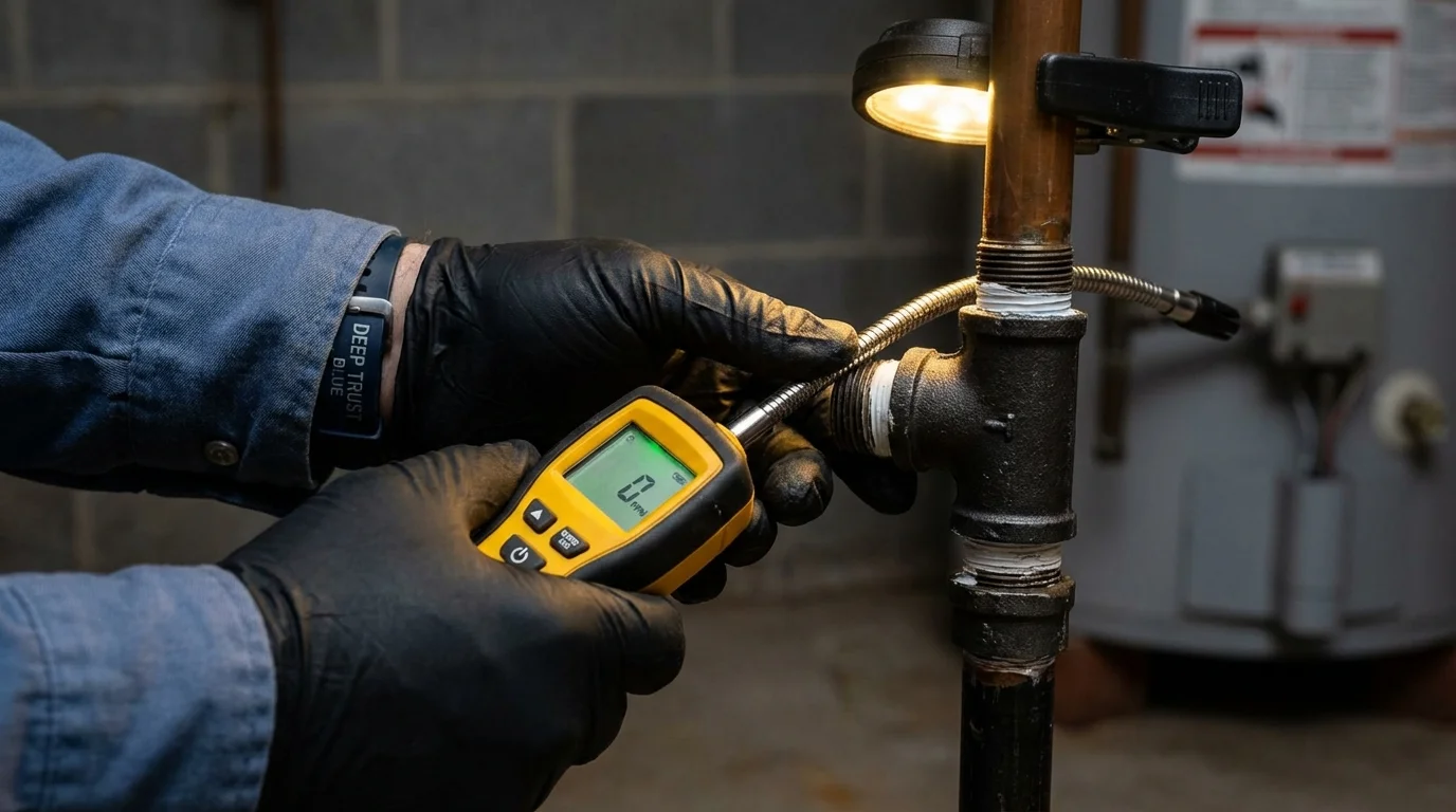 Gas leak detection with electronic sniffer by Johns Plumbing LLC in Walkerton