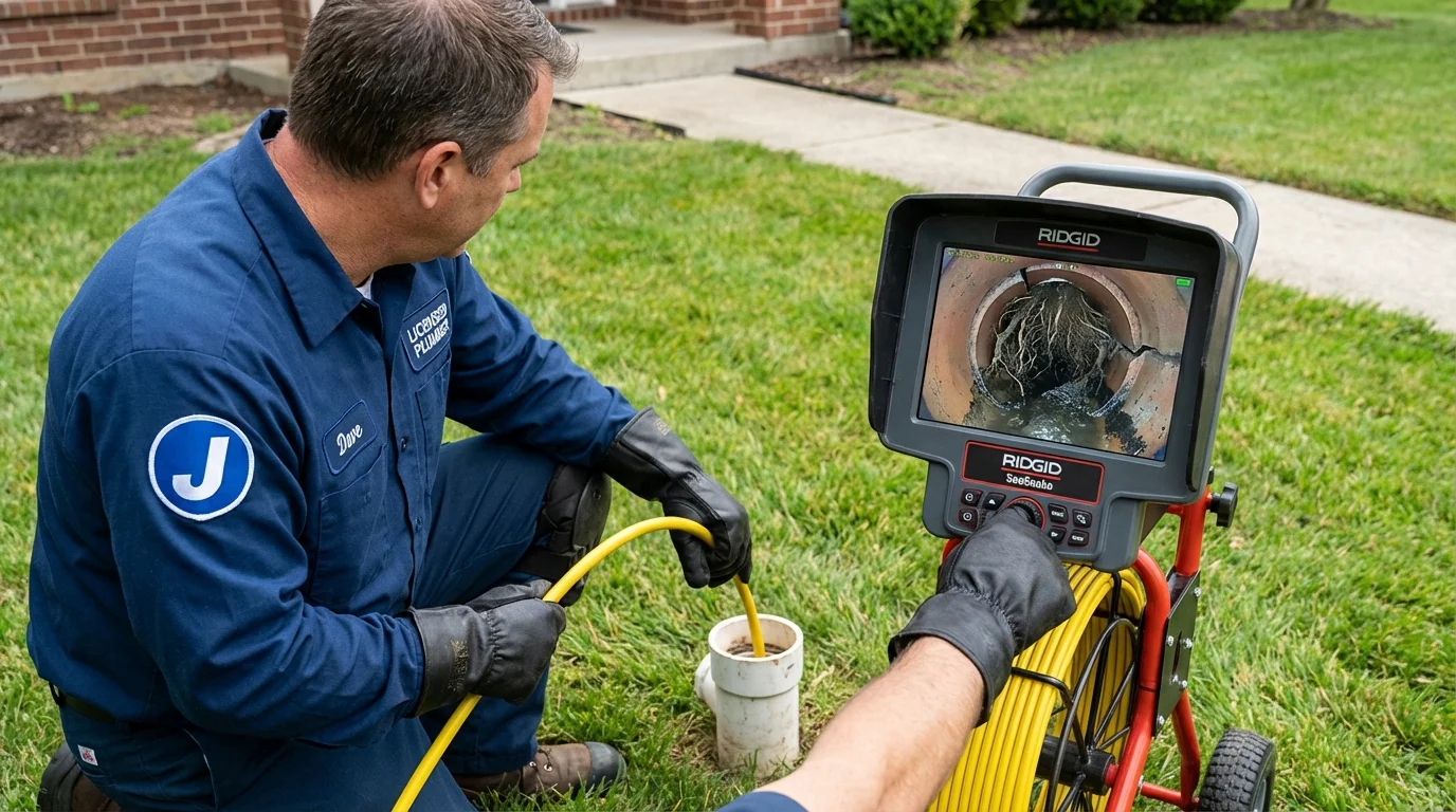 Sewer camera inspection being performed by Johns Plumbing LLC in Walkerton
